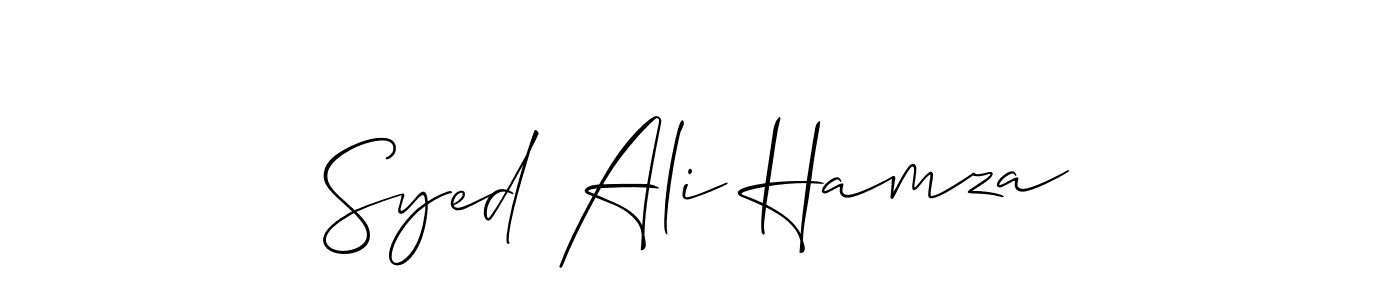 The best way (Allison_Script) to make a short signature is to pick only two or three words in your name. The name Syed Ali Hamza include a total of six letters. For converting this name. Syed Ali Hamza signature style 2 images and pictures png