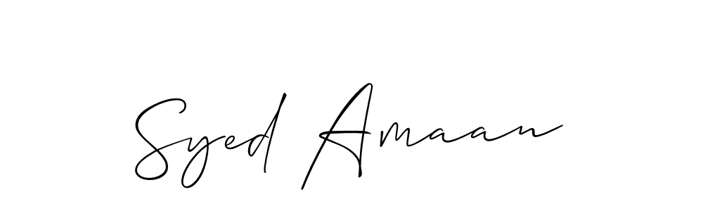 How to make Syed Amaan name signature. Use Allison_Script style for creating short signs online. This is the latest handwritten sign. Syed Amaan signature style 2 images and pictures png