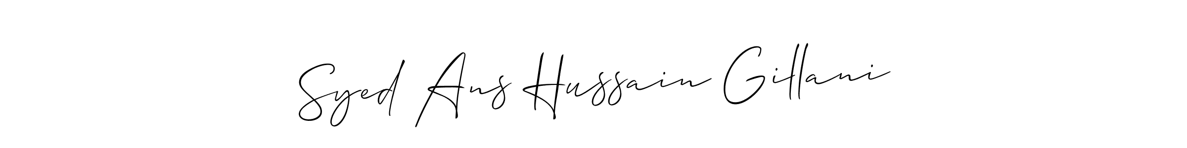 if you are searching for the best signature style for your name Syed Ans Hussain Gillani. so please give up your signature search. here we have designed multiple signature styles  using Allison_Script. Syed Ans Hussain Gillani signature style 2 images and pictures png