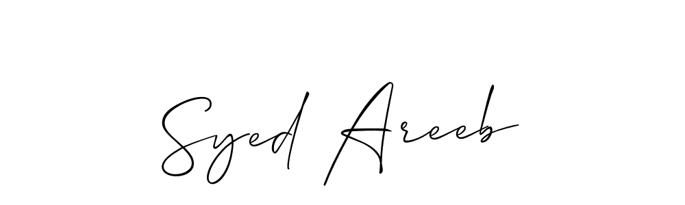 Make a beautiful signature design for name Syed Areeb. With this signature (Allison_Script) style, you can create a handwritten signature for free. Syed Areeb signature style 2 images and pictures png