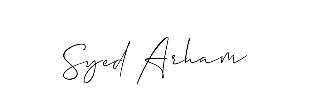 How to make Syed Arham name signature. Use Allison_Script style for creating short signs online. This is the latest handwritten sign. Syed Arham signature style 2 images and pictures png