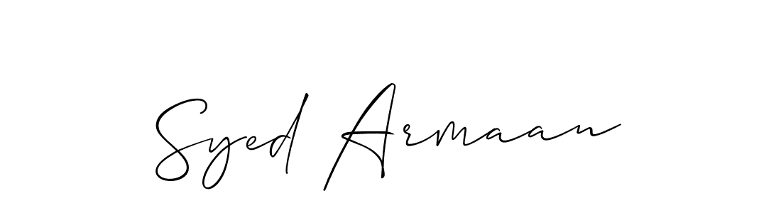 Create a beautiful signature design for name Syed Armaan. With this signature (Allison_Script) fonts, you can make a handwritten signature for free. Syed Armaan signature style 2 images and pictures png