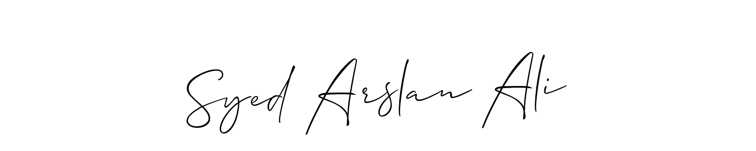 The best way (Allison_Script) to make a short signature is to pick only two or three words in your name. The name Syed Arslan Ali include a total of six letters. For converting this name. Syed Arslan Ali signature style 2 images and pictures png