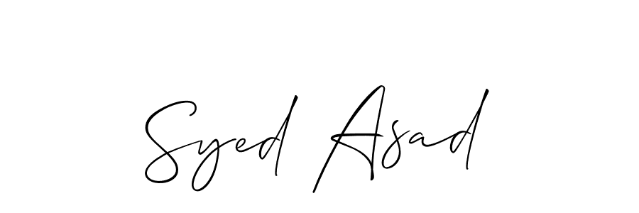 Make a beautiful signature design for name Syed Asad. With this signature (Allison_Script) style, you can create a handwritten signature for free. Syed Asad signature style 2 images and pictures png