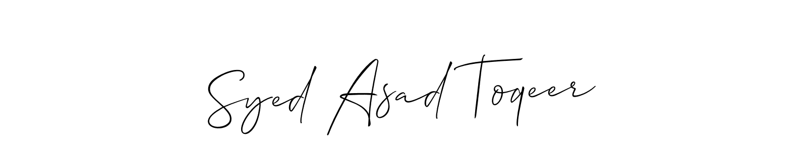 It looks lik you need a new signature style for name Syed Asad Toqeer. Design unique handwritten (Allison_Script) signature with our free signature maker in just a few clicks. Syed Asad Toqeer signature style 2 images and pictures png