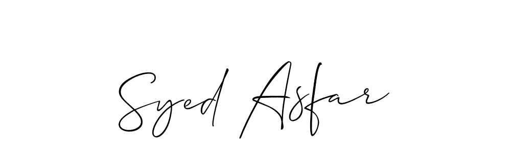 Use a signature maker to create a handwritten signature online. With this signature software, you can design (Allison_Script) your own signature for name Syed Asfar. Syed Asfar signature style 2 images and pictures png