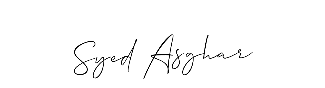 Use a signature maker to create a handwritten signature online. With this signature software, you can design (Allison_Script) your own signature for name Syed Asghar. Syed Asghar signature style 2 images and pictures png