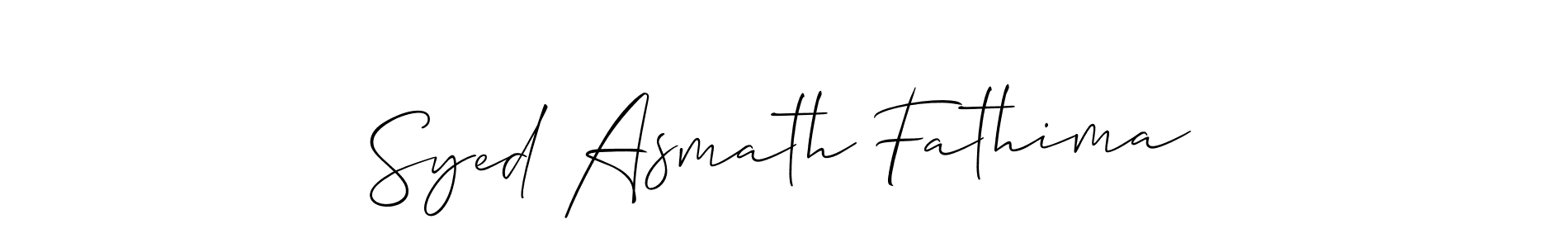 Syed Asmath Fathima stylish signature style. Best Handwritten Sign (Allison_Script) for my name. Handwritten Signature Collection Ideas for my name Syed Asmath Fathima. Syed Asmath Fathima signature style 2 images and pictures png