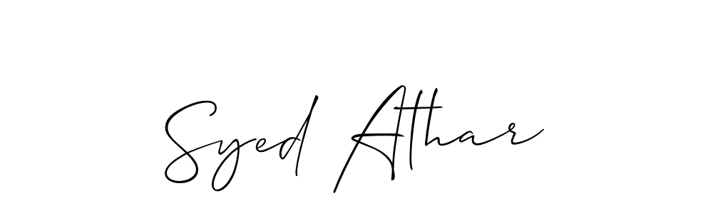 Make a short Syed Athar signature style. Manage your documents anywhere anytime using Allison_Script. Create and add eSignatures, submit forms, share and send files easily. Syed Athar signature style 2 images and pictures png