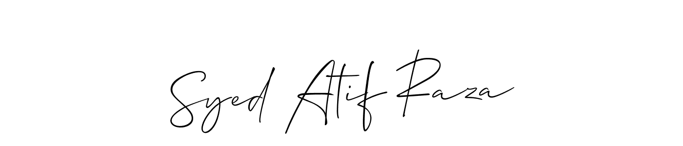 Use a signature maker to create a handwritten signature online. With this signature software, you can design (Allison_Script) your own signature for name Syed Atif Raza. Syed Atif Raza signature style 2 images and pictures png