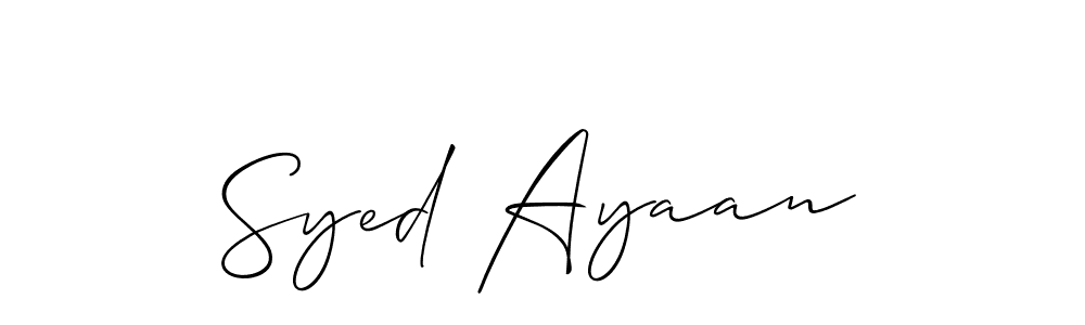 Make a beautiful signature design for name Syed Ayaan. With this signature (Allison_Script) style, you can create a handwritten signature for free. Syed Ayaan signature style 2 images and pictures png