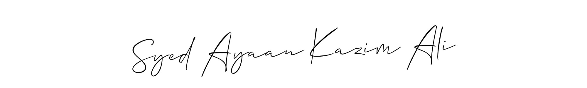 Make a short Syed Ayaan Kazim Ali signature style. Manage your documents anywhere anytime using Allison_Script. Create and add eSignatures, submit forms, share and send files easily. Syed Ayaan Kazim Ali signature style 2 images and pictures png