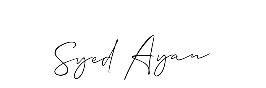 Also You can easily find your signature by using the search form. We will create Syed Ayan name handwritten signature images for you free of cost using Allison_Script sign style. Syed Ayan signature style 2 images and pictures png