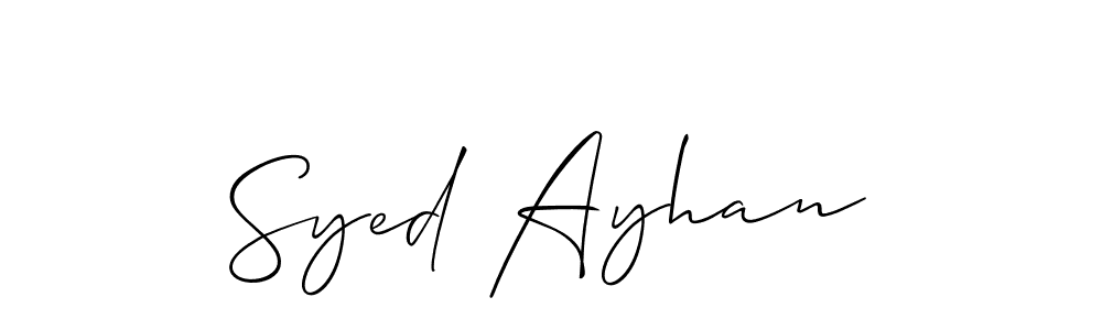 The best way (Allison_Script) to make a short signature is to pick only two or three words in your name. The name Syed Ayhan include a total of six letters. For converting this name. Syed Ayhan signature style 2 images and pictures png