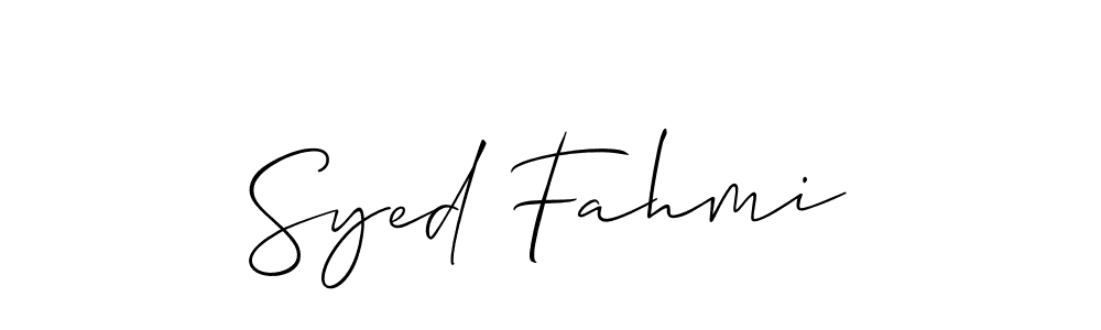 Use a signature maker to create a handwritten signature online. With this signature software, you can design (Allison_Script) your own signature for name Syed Fahmi. Syed Fahmi signature style 2 images and pictures png