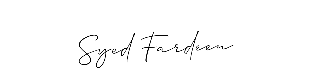 How to make Syed Fardeen name signature. Use Allison_Script style for creating short signs online. This is the latest handwritten sign. Syed Fardeen signature style 2 images and pictures png