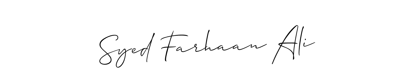 Similarly Allison_Script is the best handwritten signature design. Signature creator online .You can use it as an online autograph creator for name Syed Farhaan Ali. Syed Farhaan Ali signature style 2 images and pictures png
