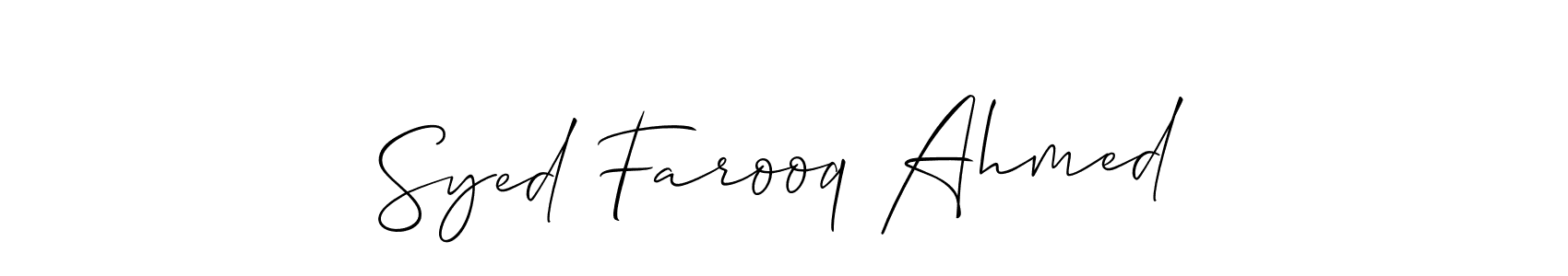 Also You can easily find your signature by using the search form. We will create Syed Farooq Ahmed name handwritten signature images for you free of cost using Allison_Script sign style. Syed Farooq Ahmed signature style 2 images and pictures png