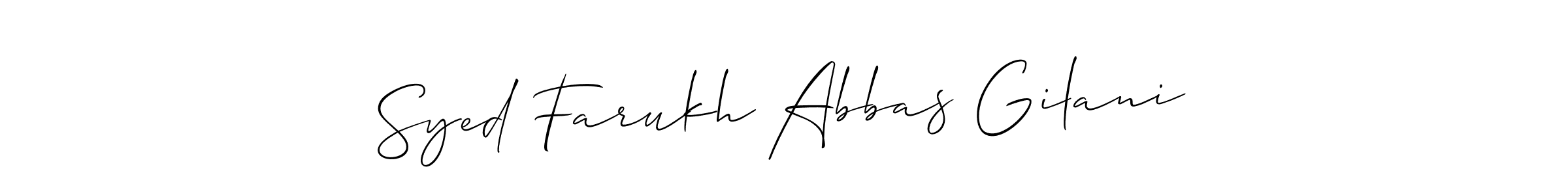 Use a signature maker to create a handwritten signature online. With this signature software, you can design (Allison_Script) your own signature for name Syed Farukh Abbas Gilani. Syed Farukh Abbas Gilani signature style 2 images and pictures png