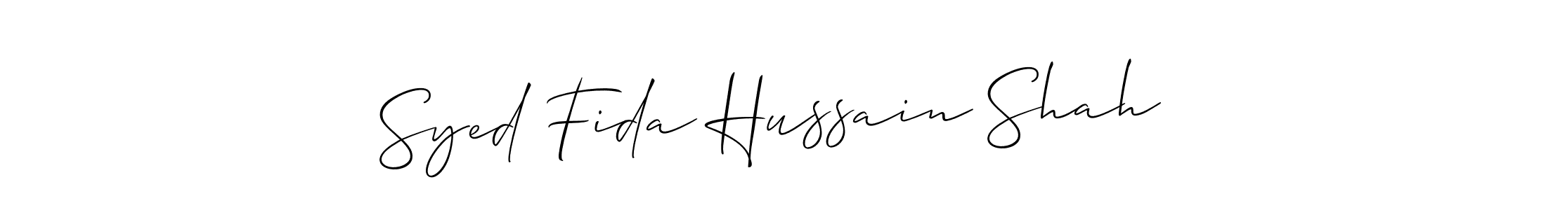 Use a signature maker to create a handwritten signature online. With this signature software, you can design (Allison_Script) your own signature for name Syed Fida Hussain Shah. Syed Fida Hussain Shah signature style 2 images and pictures png