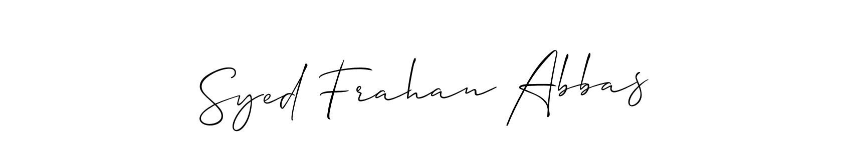 Create a beautiful signature design for name Syed Frahan Abbas. With this signature (Allison_Script) fonts, you can make a handwritten signature for free. Syed Frahan Abbas signature style 2 images and pictures png