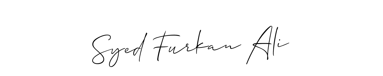 Also You can easily find your signature by using the search form. We will create Syed Furkan Ali name handwritten signature images for you free of cost using Allison_Script sign style. Syed Furkan Ali signature style 2 images and pictures png