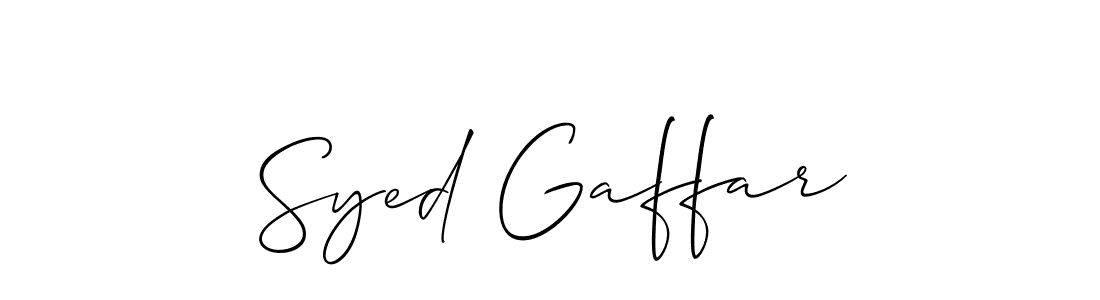 Create a beautiful signature design for name Syed Gaffar. With this signature (Allison_Script) fonts, you can make a handwritten signature for free. Syed Gaffar signature style 2 images and pictures png