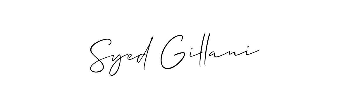 How to make Syed Gillani signature? Allison_Script is a professional autograph style. Create handwritten signature for Syed Gillani name. Syed Gillani signature style 2 images and pictures png