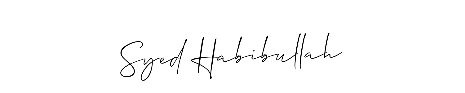 The best way (Allison_Script) to make a short signature is to pick only two or three words in your name. The name Syed Habibullah include a total of six letters. For converting this name. Syed Habibullah signature style 2 images and pictures png