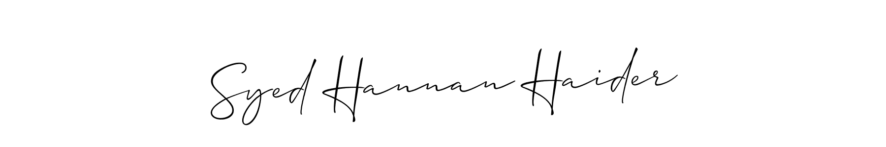 Create a beautiful signature design for name Syed Hannan Haider. With this signature (Allison_Script) fonts, you can make a handwritten signature for free. Syed Hannan Haider signature style 2 images and pictures png