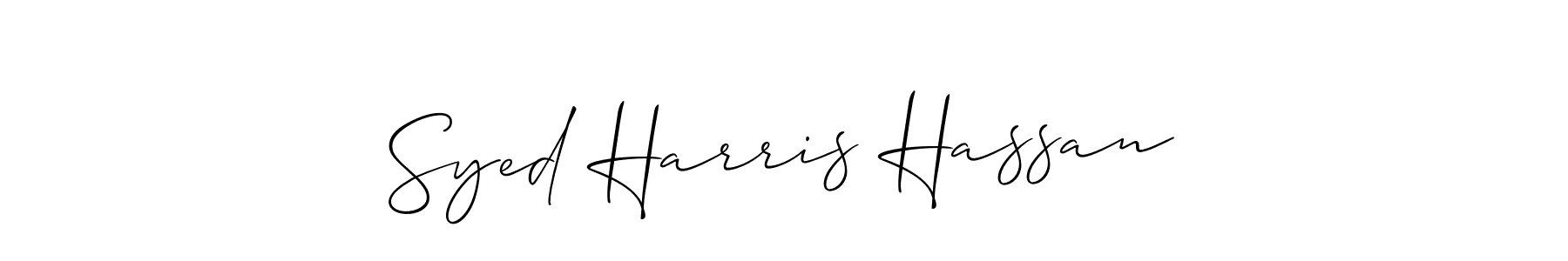 Make a beautiful signature design for name Syed Harris Hassan. With this signature (Allison_Script) style, you can create a handwritten signature for free. Syed Harris Hassan signature style 2 images and pictures png