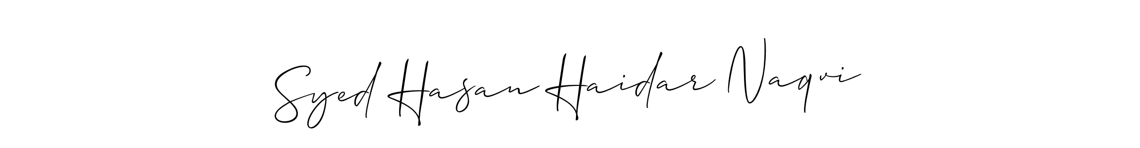 Also You can easily find your signature by using the search form. We will create Syed Hasan Haidar Naqvi name handwritten signature images for you free of cost using Allison_Script sign style. Syed Hasan Haidar Naqvi signature style 2 images and pictures png