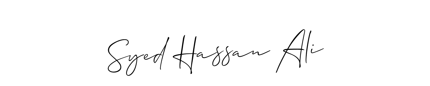 Use a signature maker to create a handwritten signature online. With this signature software, you can design (Allison_Script) your own signature for name Syed Hassan Ali. Syed Hassan Ali signature style 2 images and pictures png