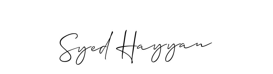 Make a beautiful signature design for name Syed Hayyan. With this signature (Allison_Script) style, you can create a handwritten signature for free. Syed Hayyan signature style 2 images and pictures png