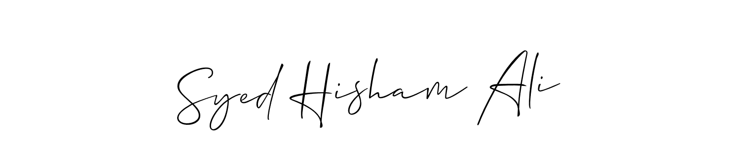 if you are searching for the best signature style for your name Syed Hisham Ali. so please give up your signature search. here we have designed multiple signature styles  using Allison_Script. Syed Hisham Ali signature style 2 images and pictures png