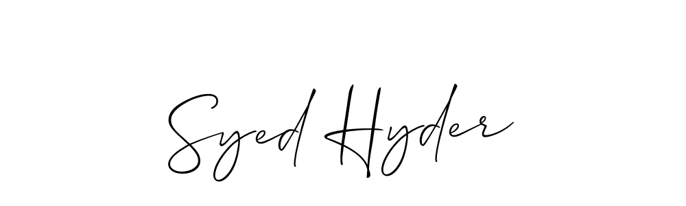 Make a short Syed Hyder signature style. Manage your documents anywhere anytime using Allison_Script. Create and add eSignatures, submit forms, share and send files easily. Syed Hyder signature style 2 images and pictures png