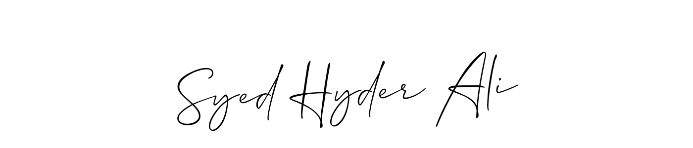 Also You can easily find your signature by using the search form. We will create Syed Hyder Ali name handwritten signature images for you free of cost using Allison_Script sign style. Syed Hyder Ali signature style 2 images and pictures png