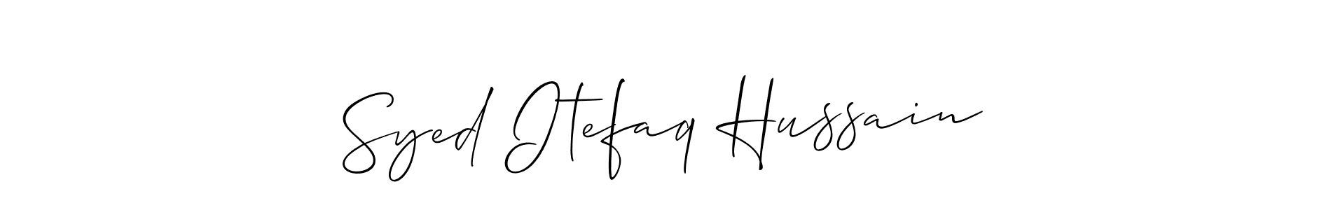 This is the best signature style for the Syed Itefaq Hussain name. Also you like these signature font (Allison_Script). Mix name signature. Syed Itefaq Hussain signature style 2 images and pictures png