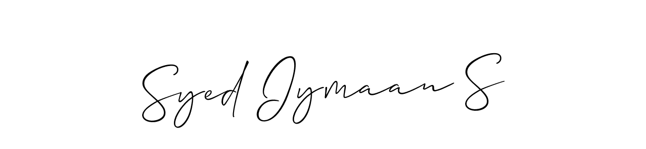 Also You can easily find your signature by using the search form. We will create Syed Iymaan S name handwritten signature images for you free of cost using Allison_Script sign style. Syed Iymaan S signature style 2 images and pictures png