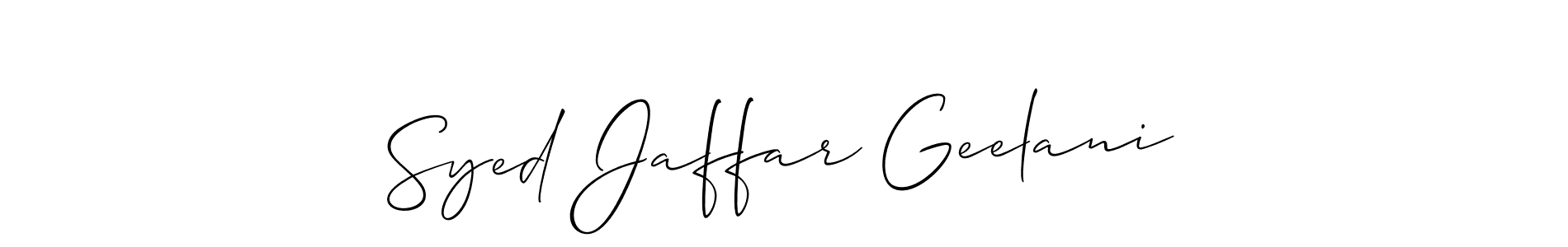 It looks lik you need a new signature style for name Syed Jaffar Geelani. Design unique handwritten (Allison_Script) signature with our free signature maker in just a few clicks. Syed Jaffar Geelani signature style 2 images and pictures png