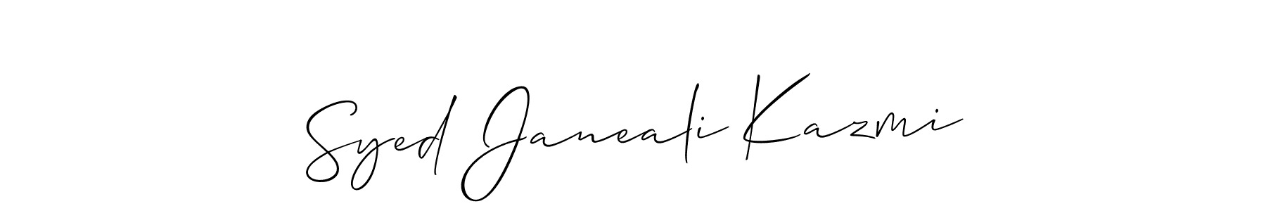 Also we have Syed Janeali Kazmi name is the best signature style. Create professional handwritten signature collection using Allison_Script autograph style. Syed Janeali Kazmi signature style 2 images and pictures png