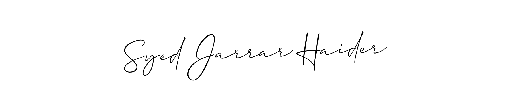 Make a beautiful signature design for name Syed Jarrar Haider. With this signature (Allison_Script) style, you can create a handwritten signature for free. Syed Jarrar Haider signature style 2 images and pictures png