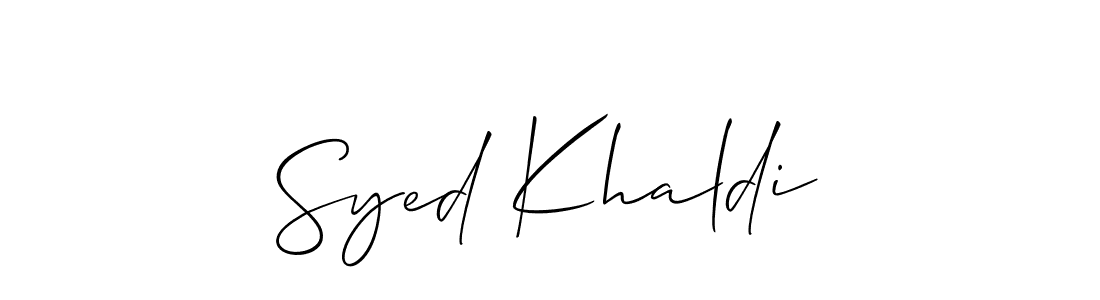 Make a beautiful signature design for name Syed Khaldi. With this signature (Allison_Script) style, you can create a handwritten signature for free. Syed Khaldi signature style 2 images and pictures png
