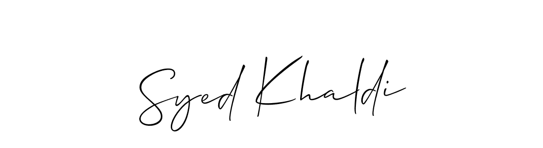 Use a signature maker to create a handwritten signature online. With this signature software, you can design (Allison_Script) your own signature for name Syed Khaldi. Syed Khaldi signature style 2 images and pictures png
