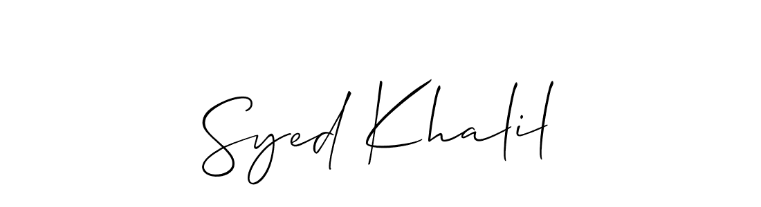 The best way (Allison_Script) to make a short signature is to pick only two or three words in your name. The name Syed Khalil include a total of six letters. For converting this name. Syed Khalil signature style 2 images and pictures png