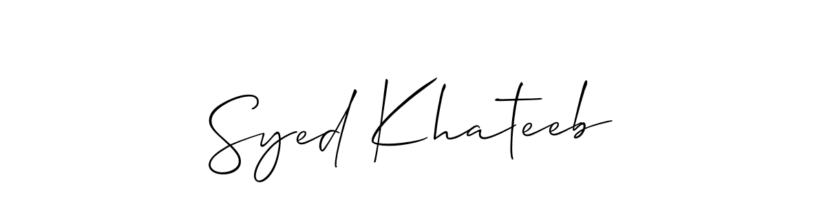 The best way (Allison_Script) to make a short signature is to pick only two or three words in your name. The name Syed Khateeb include a total of six letters. For converting this name. Syed Khateeb signature style 2 images and pictures png