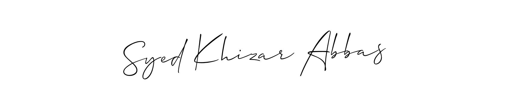 Similarly Allison_Script is the best handwritten signature design. Signature creator online .You can use it as an online autograph creator for name Syed Khizar Abbas. Syed Khizar Abbas signature style 2 images and pictures png