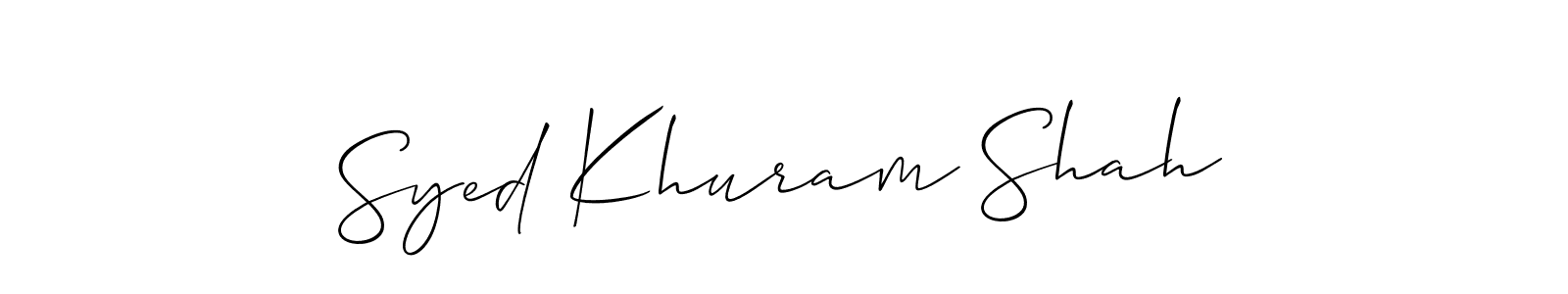 How to make Syed Khuram Shah name signature. Use Allison_Script style for creating short signs online. This is the latest handwritten sign. Syed Khuram Shah signature style 2 images and pictures png