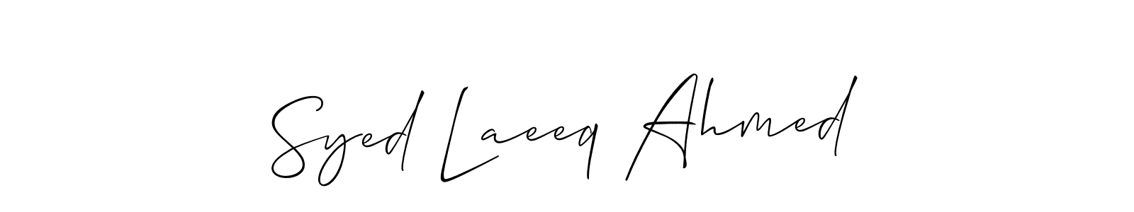 Allison_Script is a professional signature style that is perfect for those who want to add a touch of class to their signature. It is also a great choice for those who want to make their signature more unique. Get Syed Laeeq Ahmed name to fancy signature for free. Syed Laeeq Ahmed signature style 2 images and pictures png