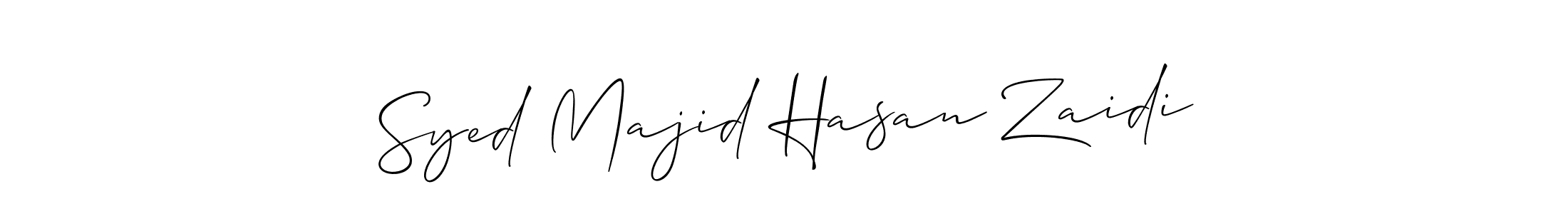 The best way (Allison_Script) to make a short signature is to pick only two or three words in your name. The name Syed Majid Hasan Zaidi include a total of six letters. For converting this name. Syed Majid Hasan Zaidi signature style 2 images and pictures png